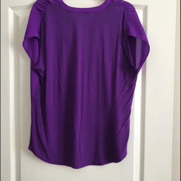 INC Purple Pull on Top/Blouse 2 Front Pockets, Sz L. - Picture 3 of 7